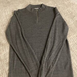 LINDBERGH Men's Grey 1/4 Zip Pullover Sweater Merino Wool Blend Knit Top Small